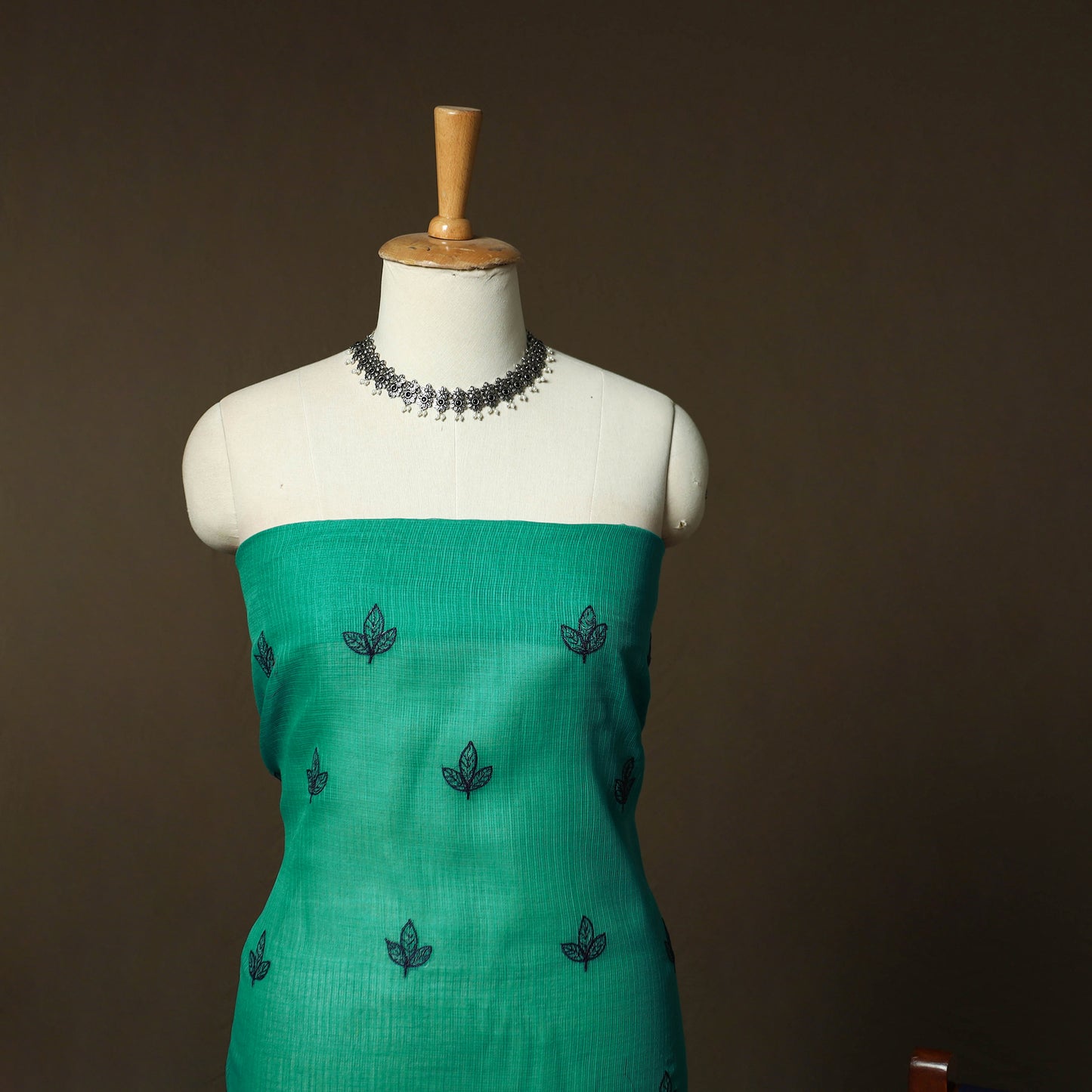 Plain Kota Doria Cotton Embroidered 3pc Unstitched Dress Material Suit Set 16