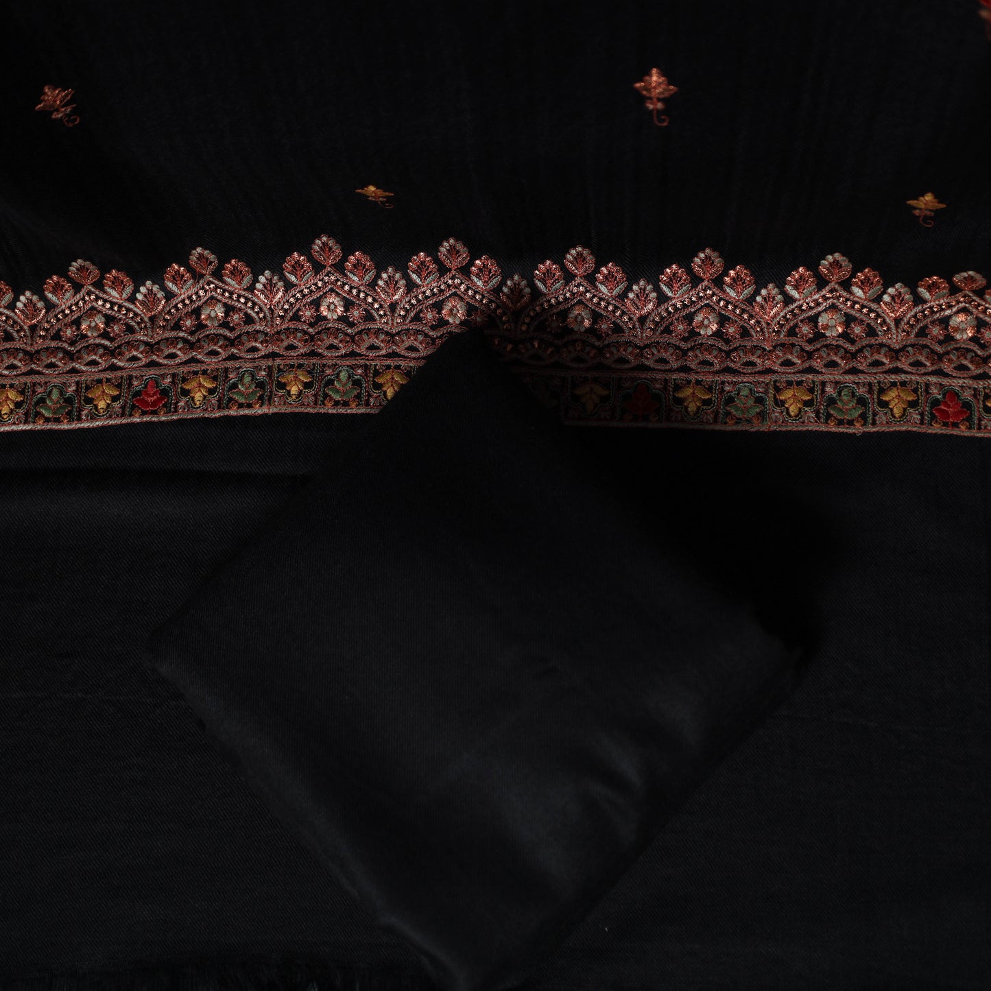 3pc Heavy Embroidered Wool Unstitched Dress Material Suit Set 44