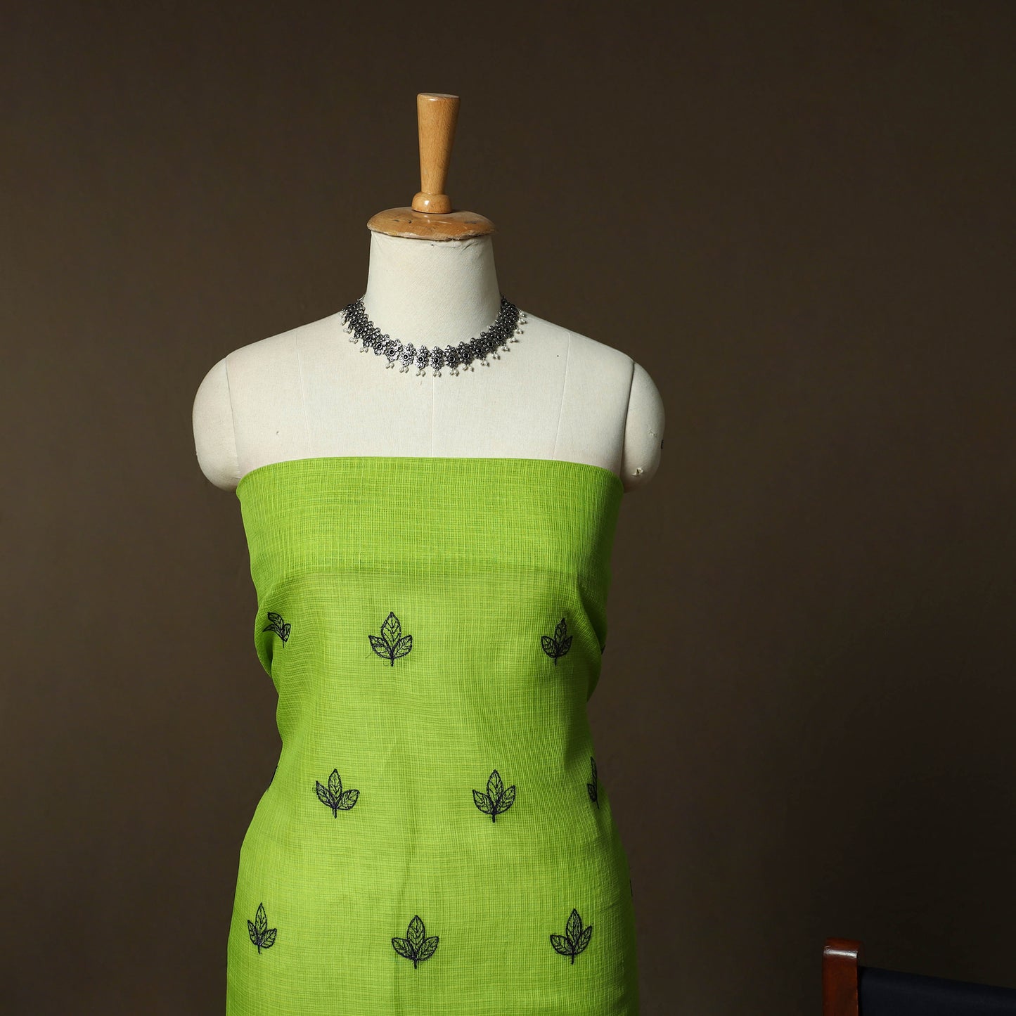 Plain Kota Doria Cotton Embroidered 3pc Unstitched Dress Material Suit Set 17