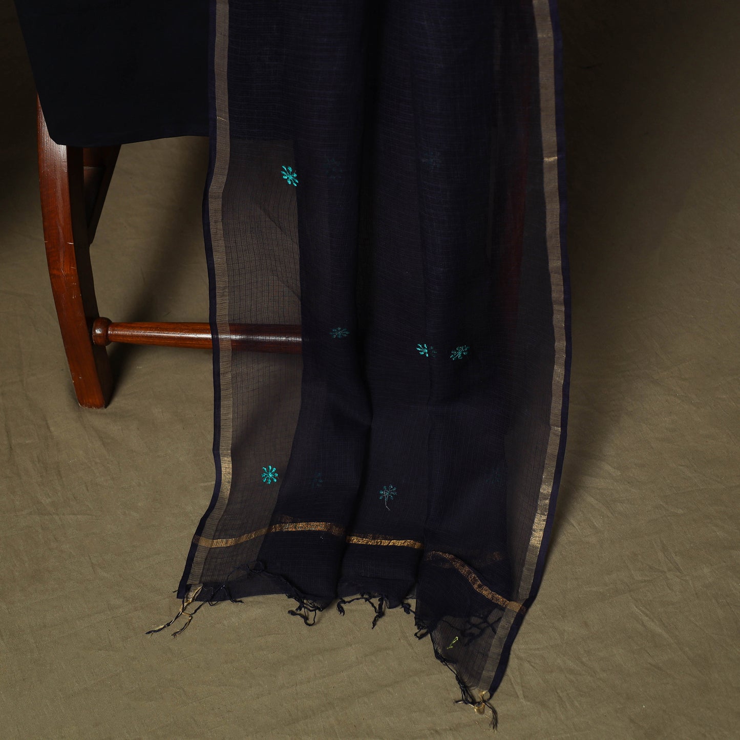 Plain Kota Doria Cotton Embroidered 3pc Unstitched Dress Material Suit Set 17