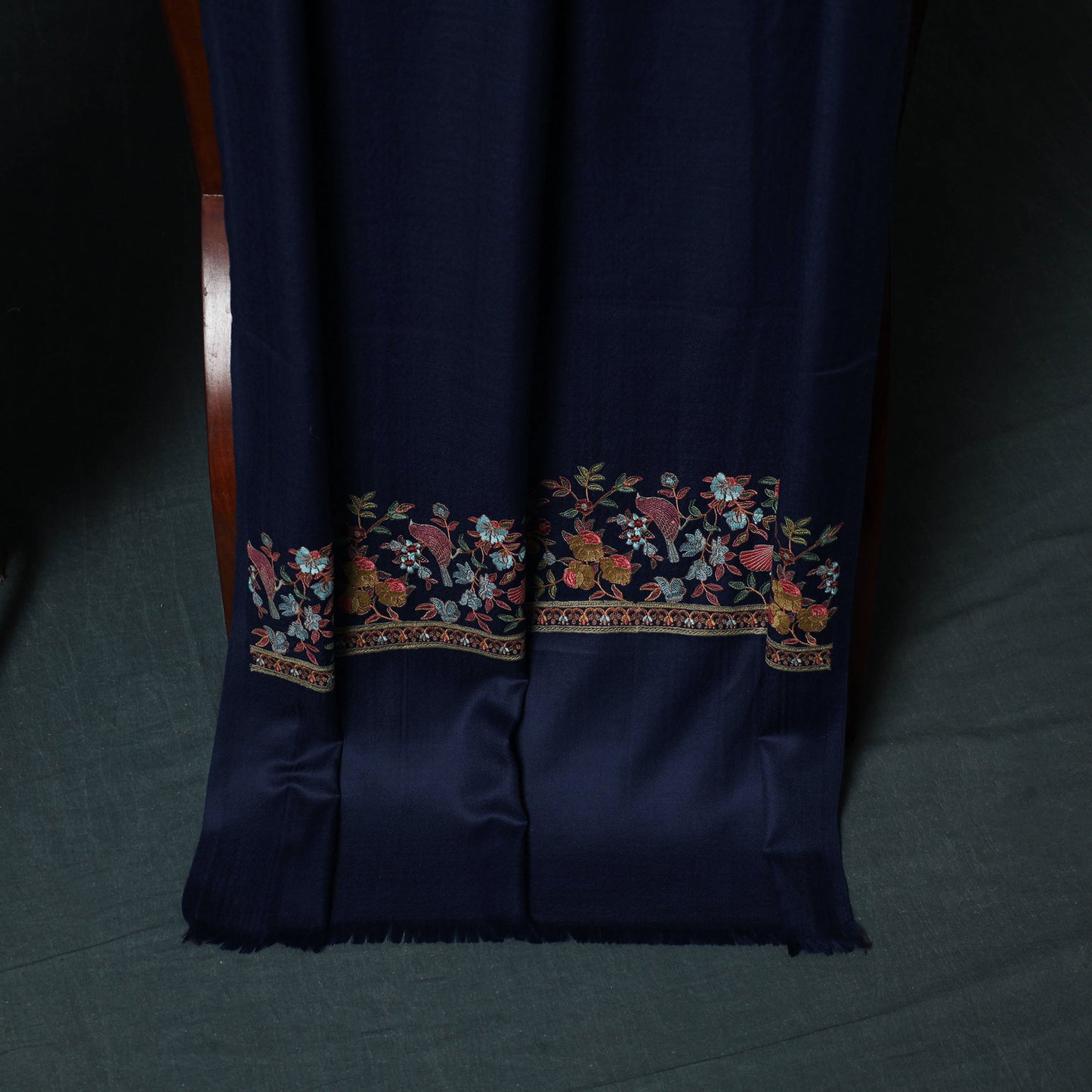 3pc Heavy Embroidered Wool Unstitched Dress Material Suit Set 52