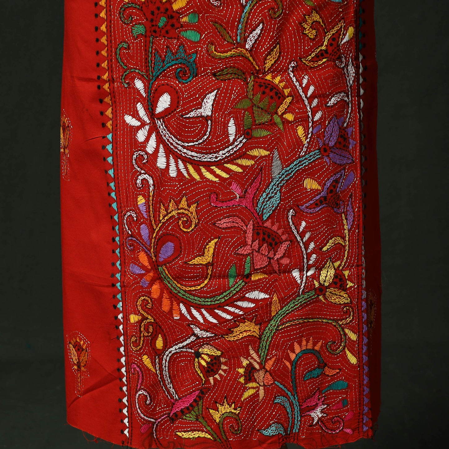 Bengal Nakshi Kantha Hand Embroidered Cotton Unstitched Kurta Material (2.7M) 01
