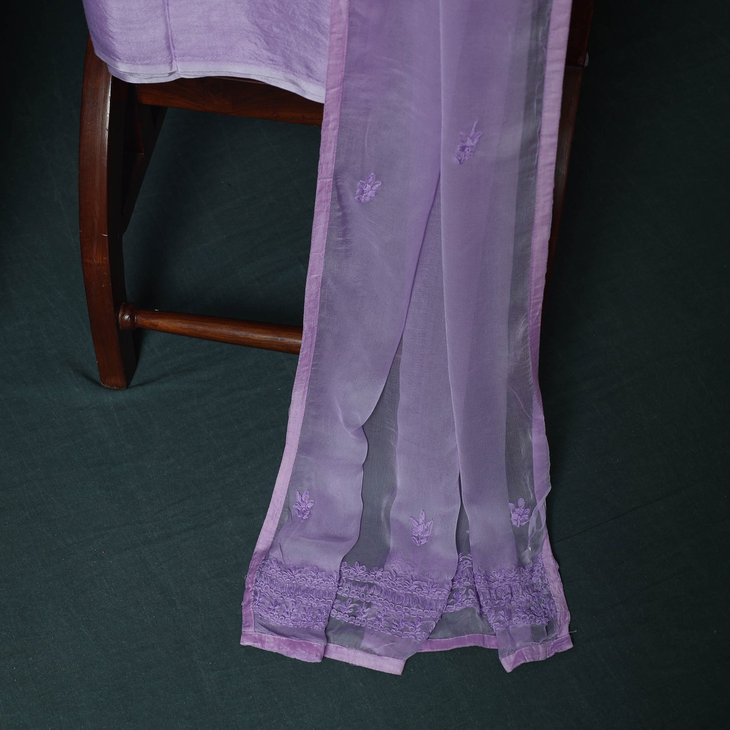 Purple - Hand Embroidered Muslin 3pc Unstitched Dress Material 20