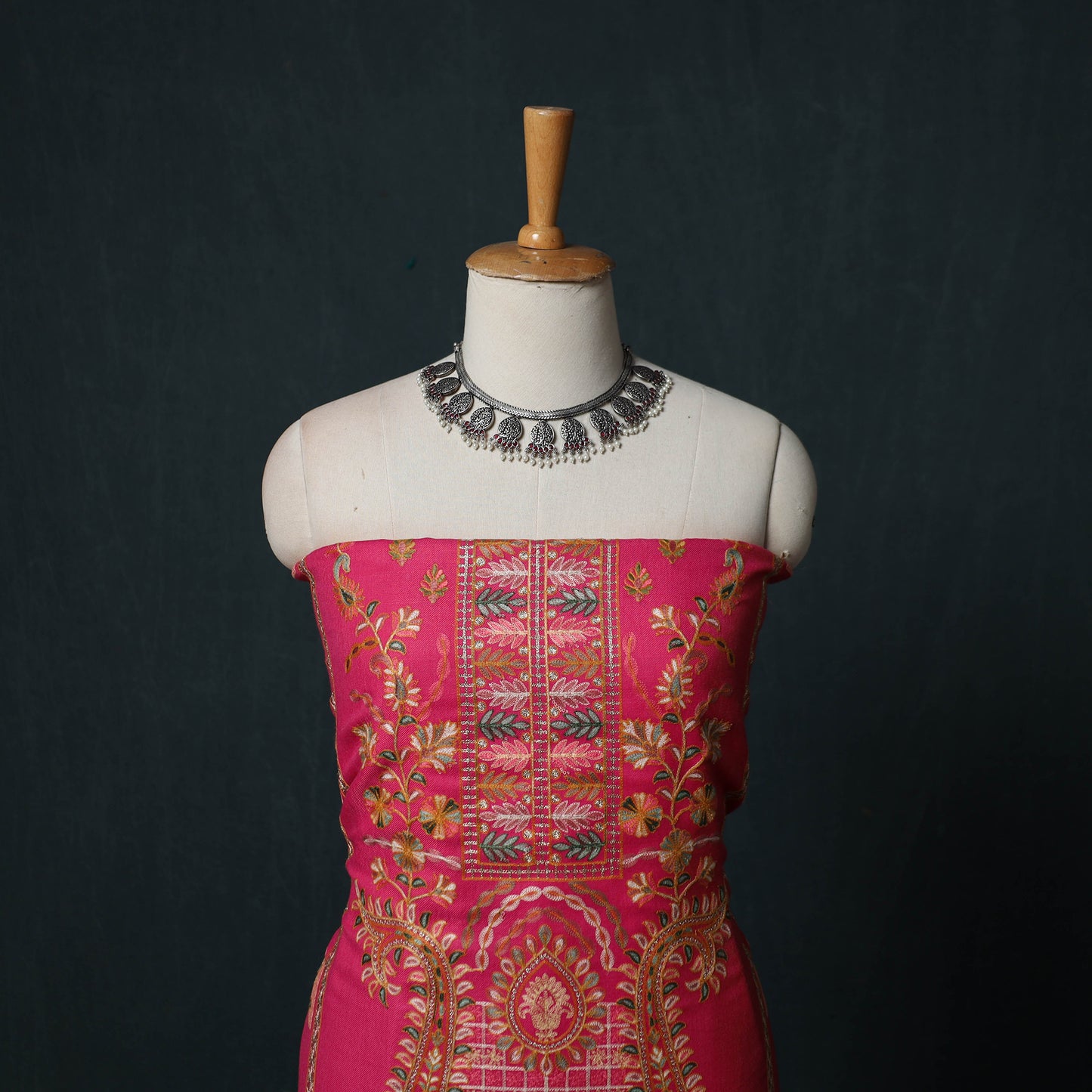 3pc Heavy Chain Stitch Embroidered Wool Unstitched Dress Material Suit Set 70