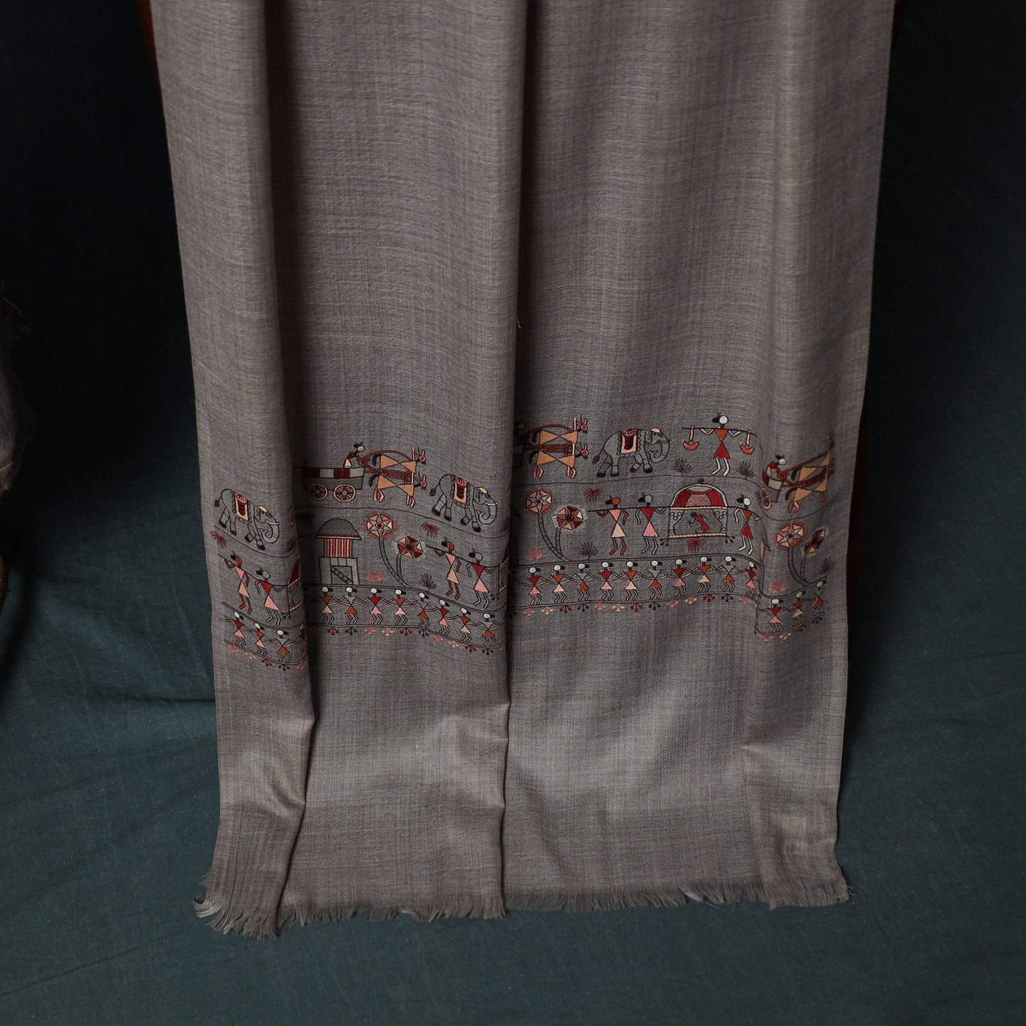 3pc Heavy Embroidered Wool Unstitched Dress Material Suit Set 72