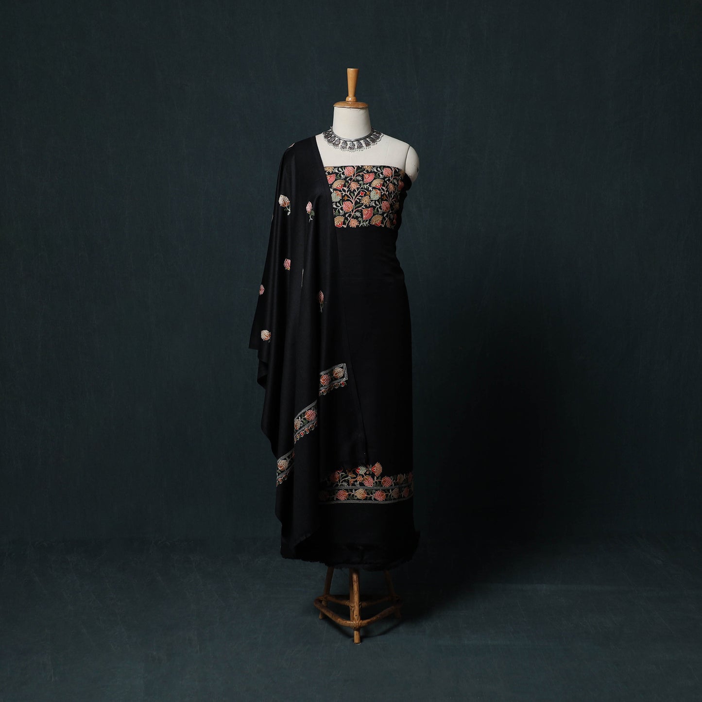 3pc Embroidered Wool Unstitched Dress Material Suit Set 81