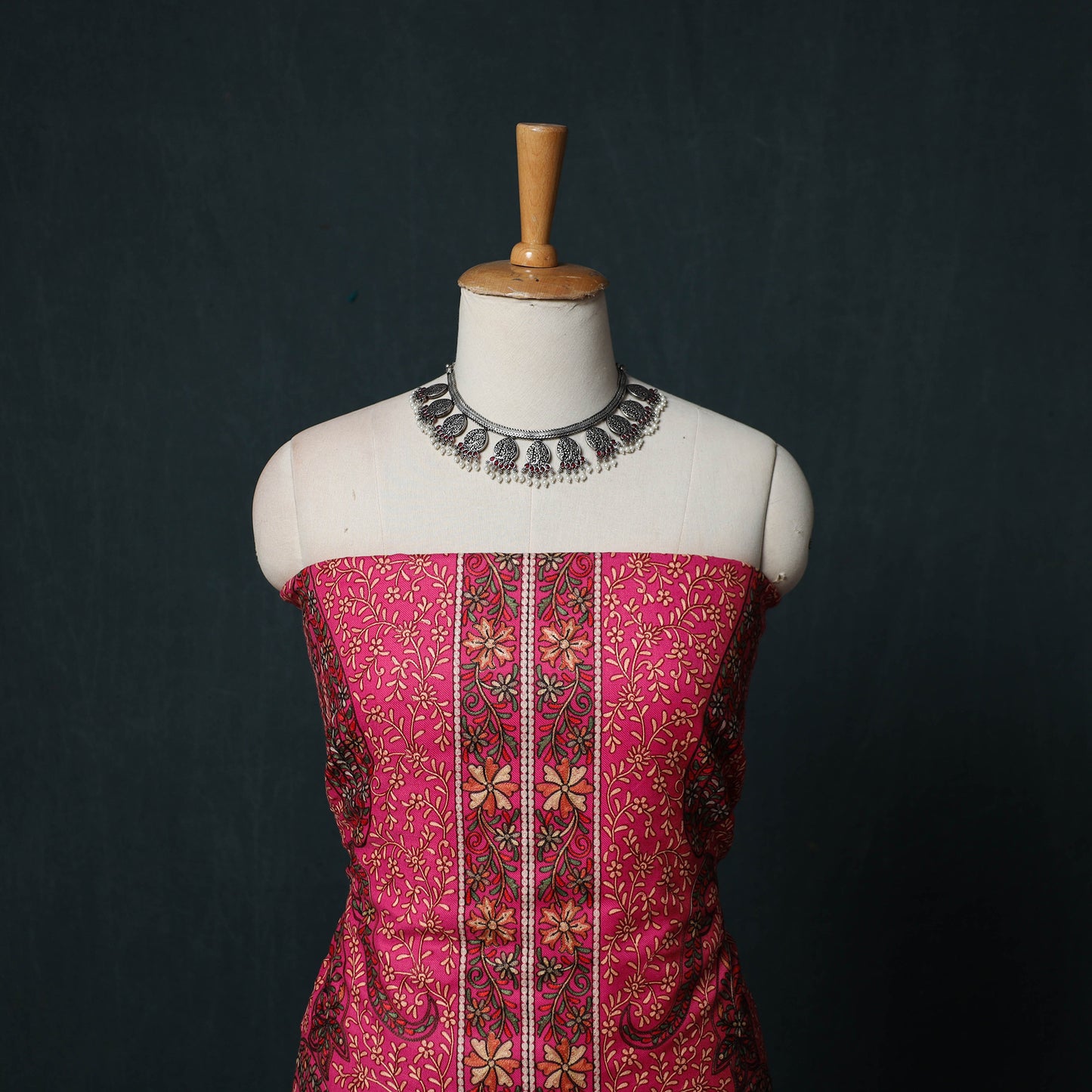 3pc Heavy Chain Stitch Embroidered Wool Unstitched Dress Material Suit Set 82