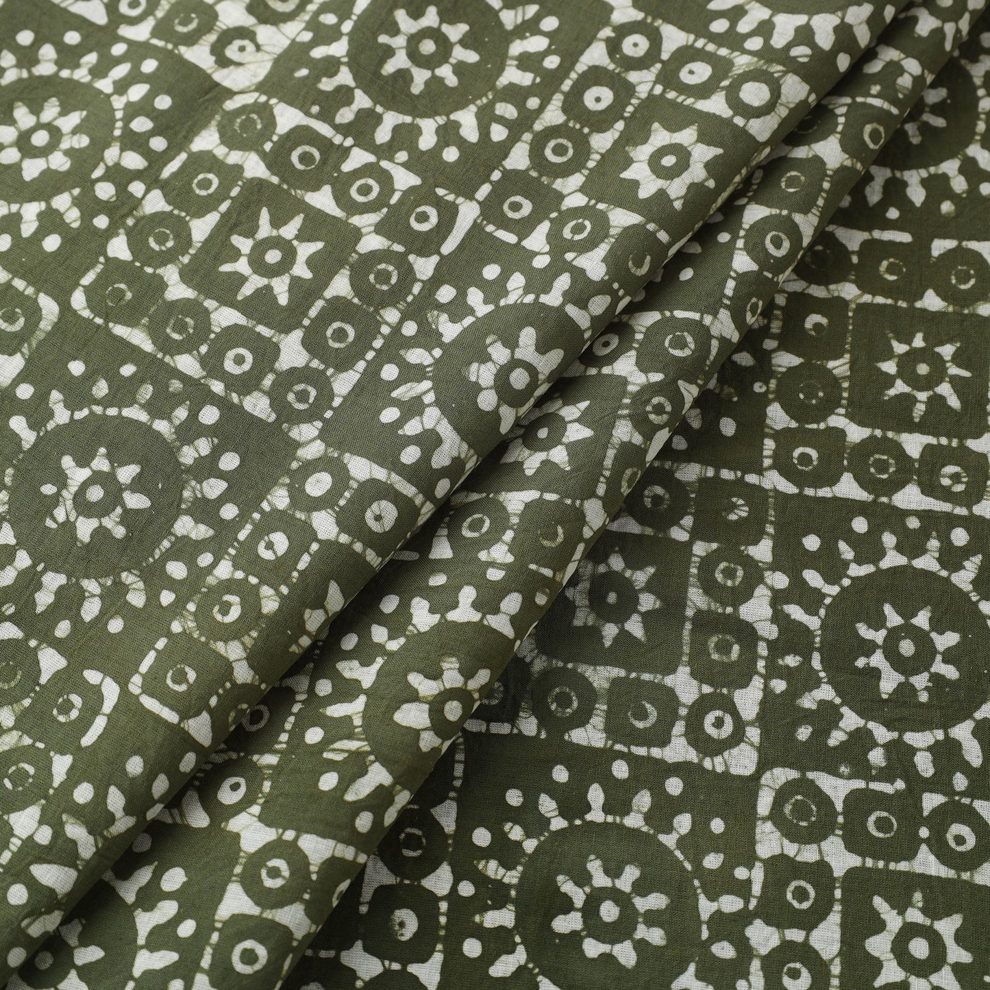 Cotton Green Hand Batik Print Fabric