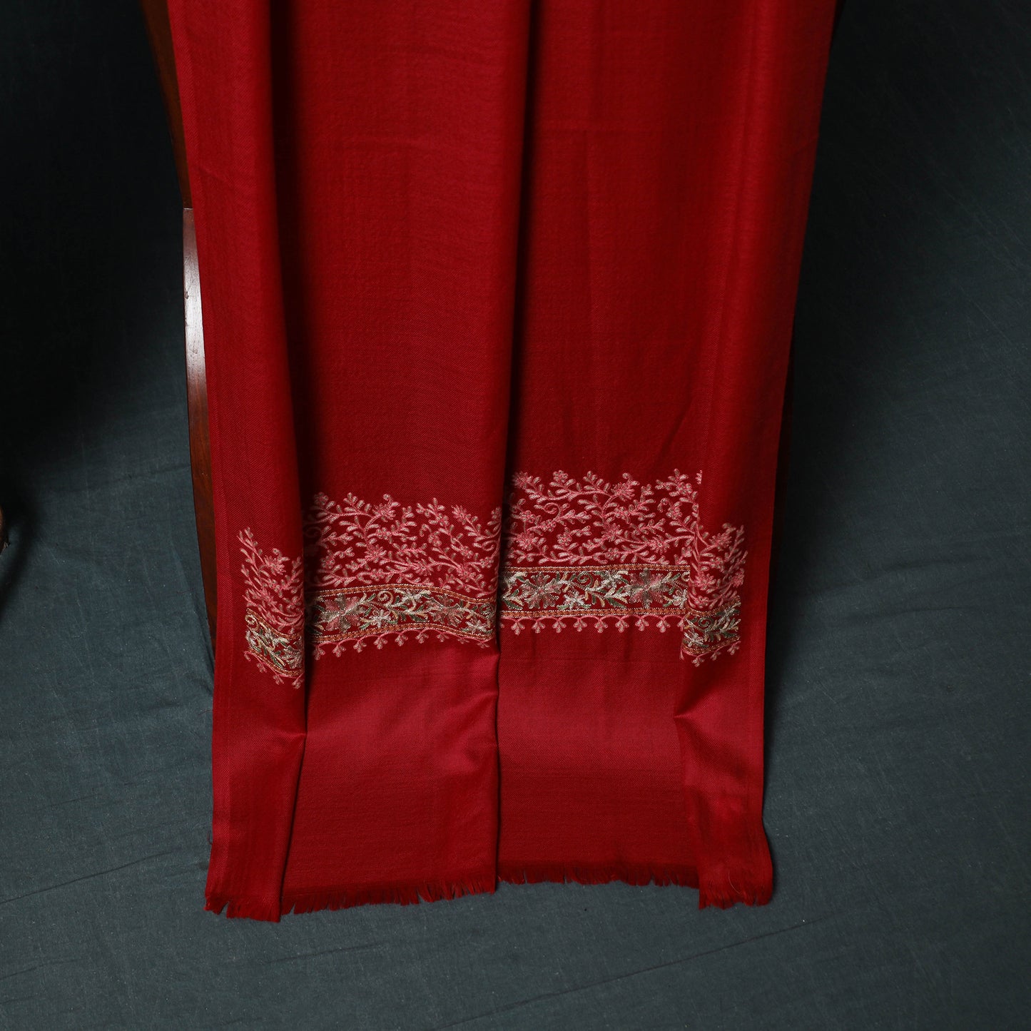 3pc Heavy Chain Stitch Embroidered Wool Unstitched Dress Material Suit Set 88