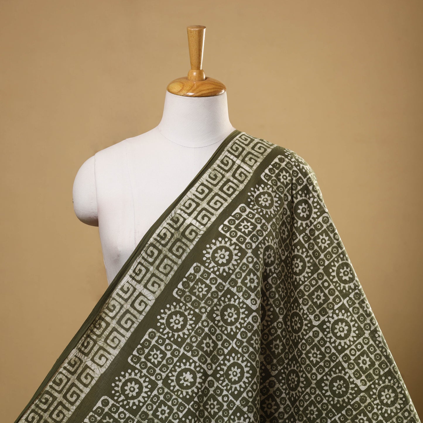 Cotton Green Hand Batik Print Fabric
