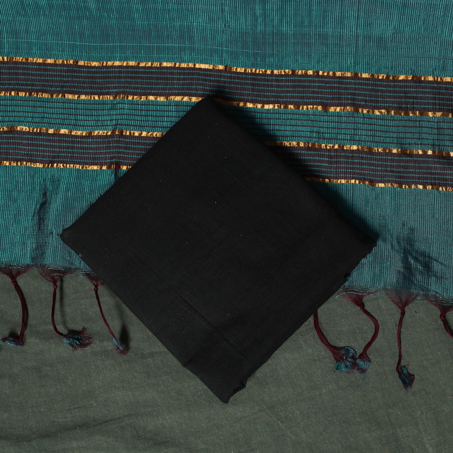 Mangalagiri Handloom Silk Cotton 3pc Unstitched Dress Material Suit Set 01