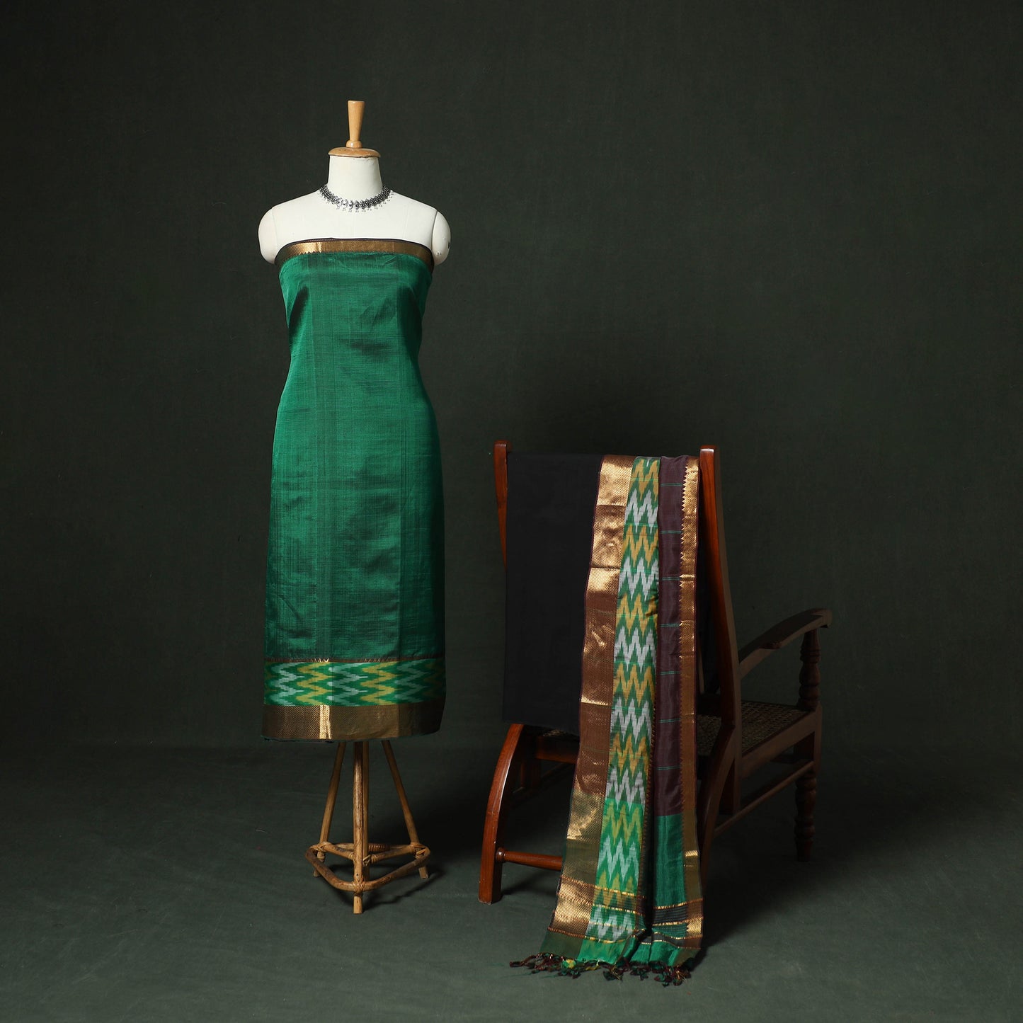 Mangalagiri Handloom Silk Cotton 3pc Unstitched Dress Material Suit Set 07