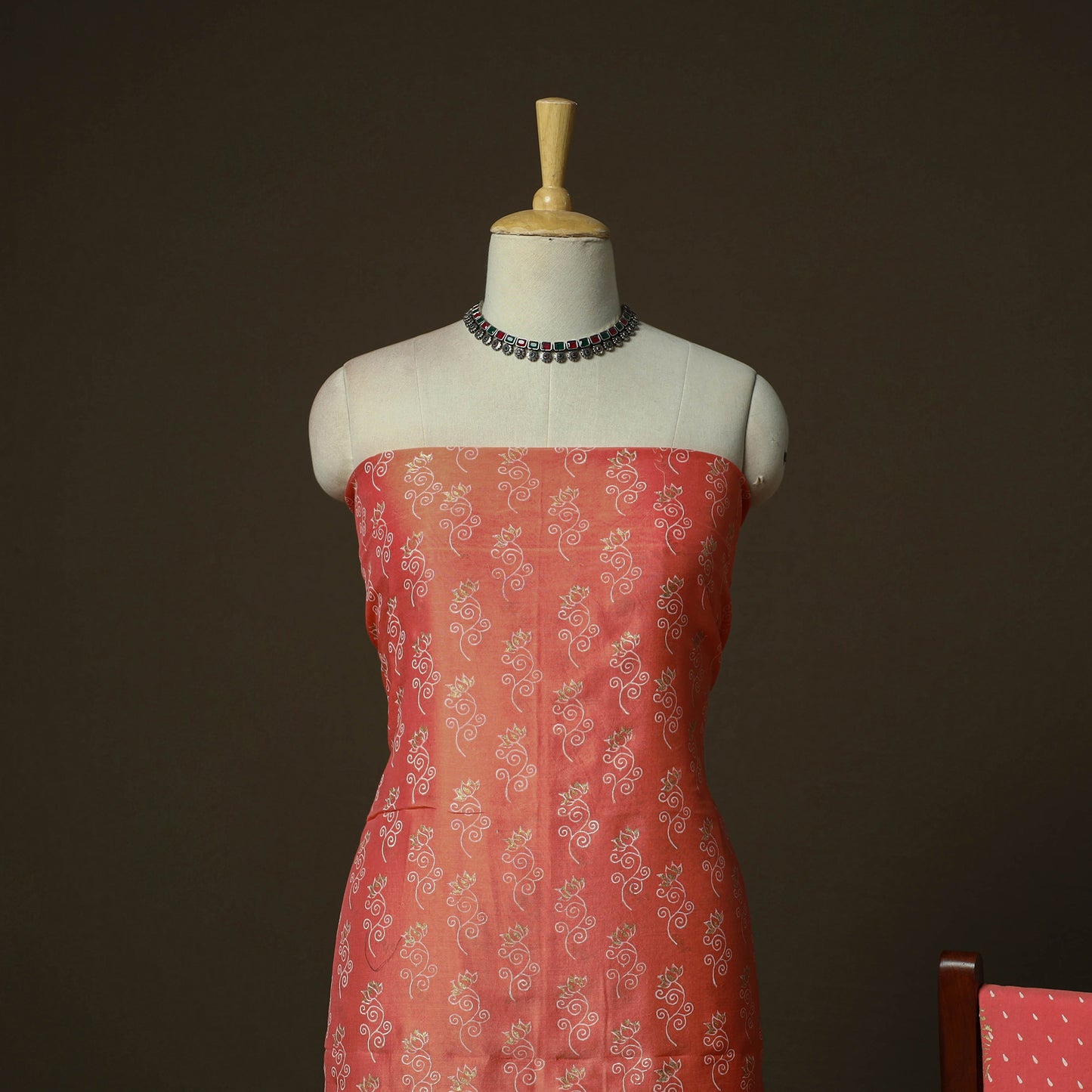 Maheshwari Silk Hand Block Sanganeri Print 3pc Unstitched Dress Material 67