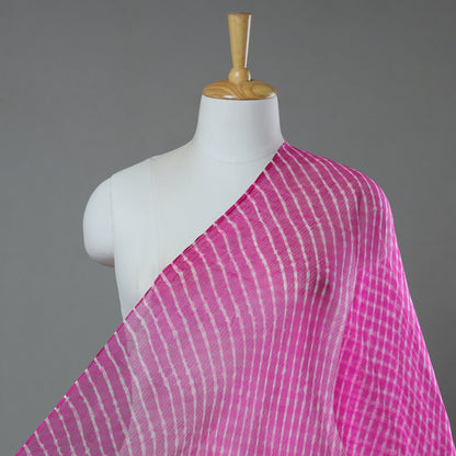 Pink - Leheriya Tie-Dye Mothra Kota Doria Silk Fabric 102