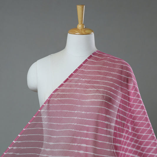Pink - Leheriya Tie-Dye Kota Doria Cotton Fabric 19