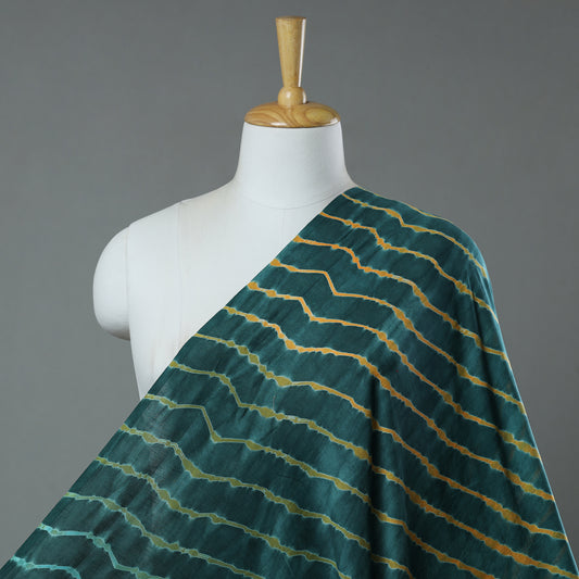 Dark Green - Leheriya Tie-Dye Chanderi Silk Fabric 89