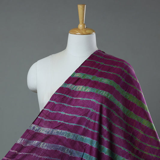 Purple - Leheriya Tie-Dye Tussar Silk Handloom Fabric 87