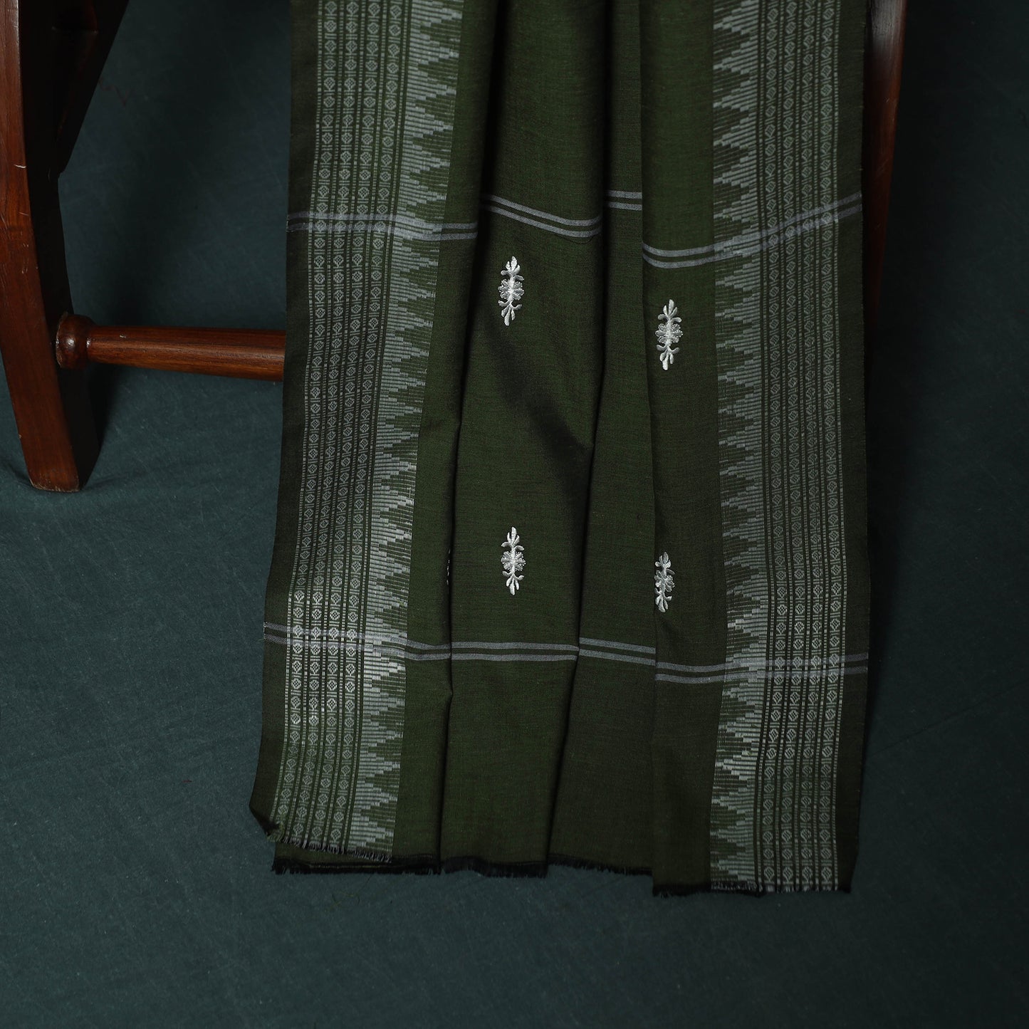 Sambalpuri Ikat Embroidered Cotton 3pc Unstitched Dress Material Suit Set 04