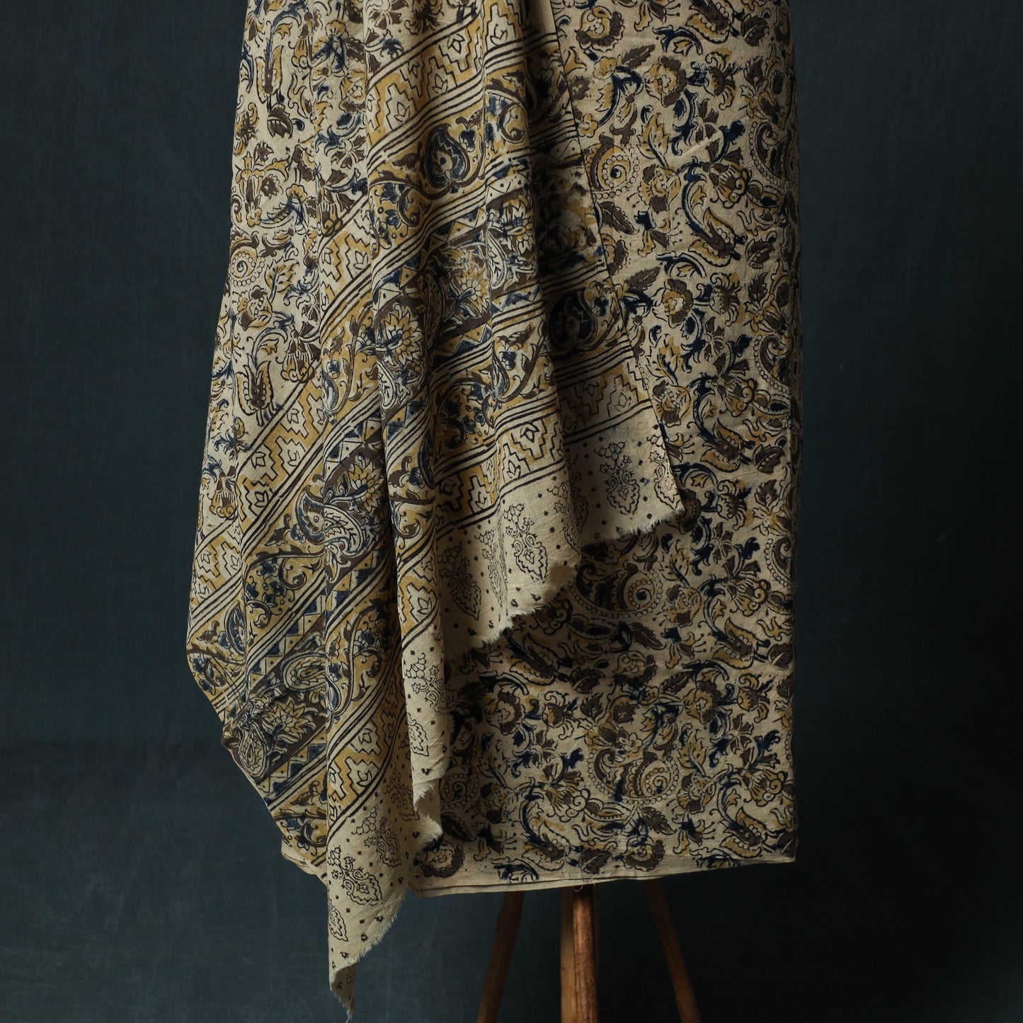 Beige - Kalamkari Hand Block Print Natural Dyed Cotton 2pc Unstitched Dress Material Kurta Set 16