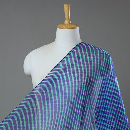 Blue - Leheriya Tie-Dye Mothra Kota Doria Silk Fabric 53