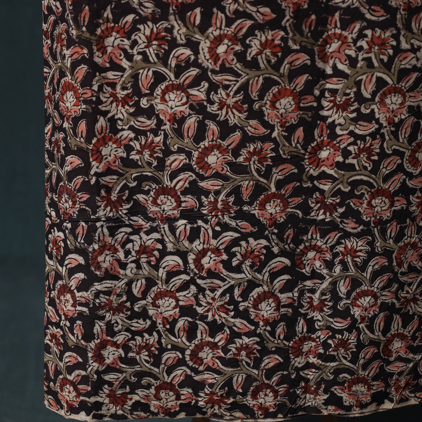 Black - Kalamkari Hand Block Print Natural Dyed Cotton 2pc Unstitched Dress Material Kurta Set 17