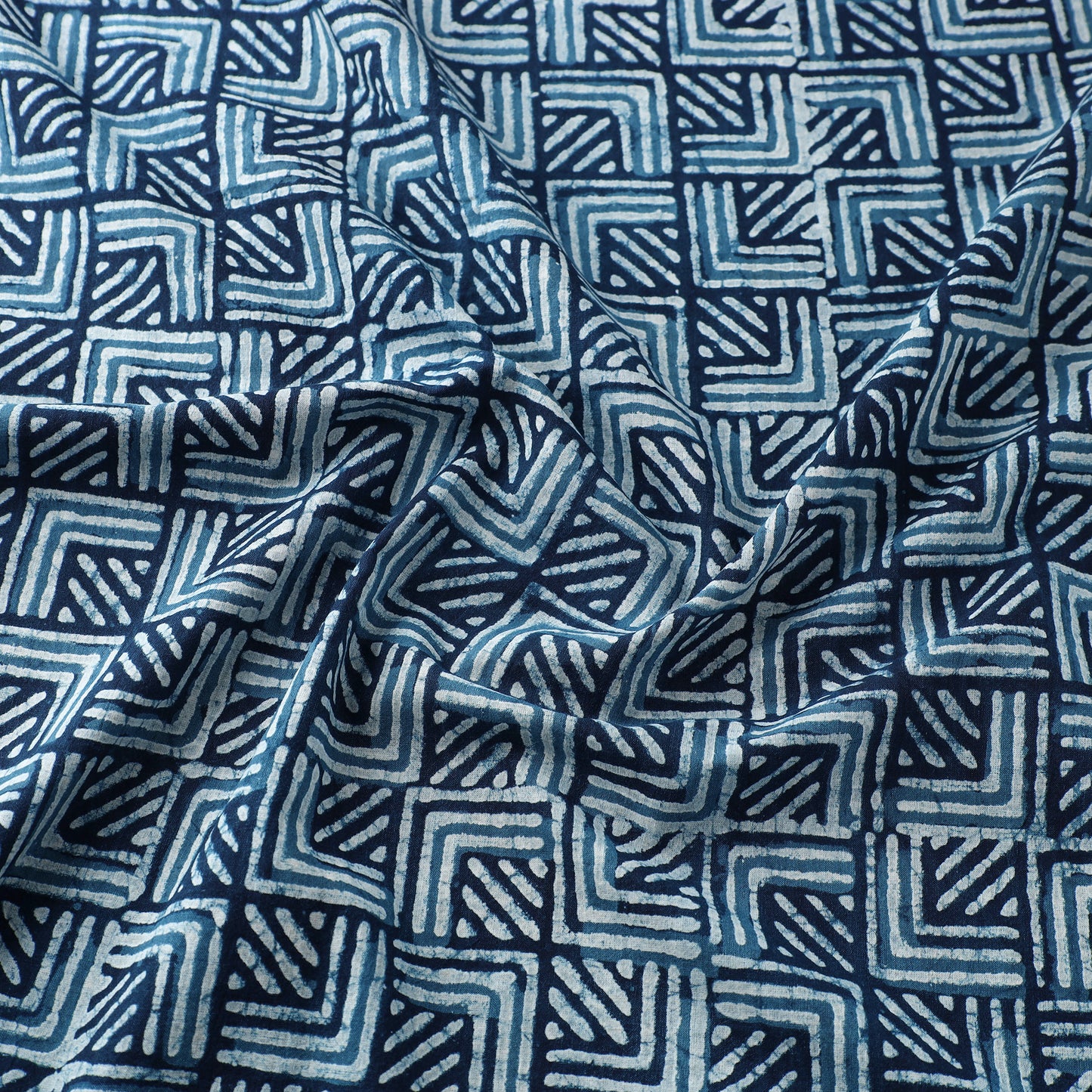 Buy Block Printed Cotton Indigo Dabu Bagru Fabric
