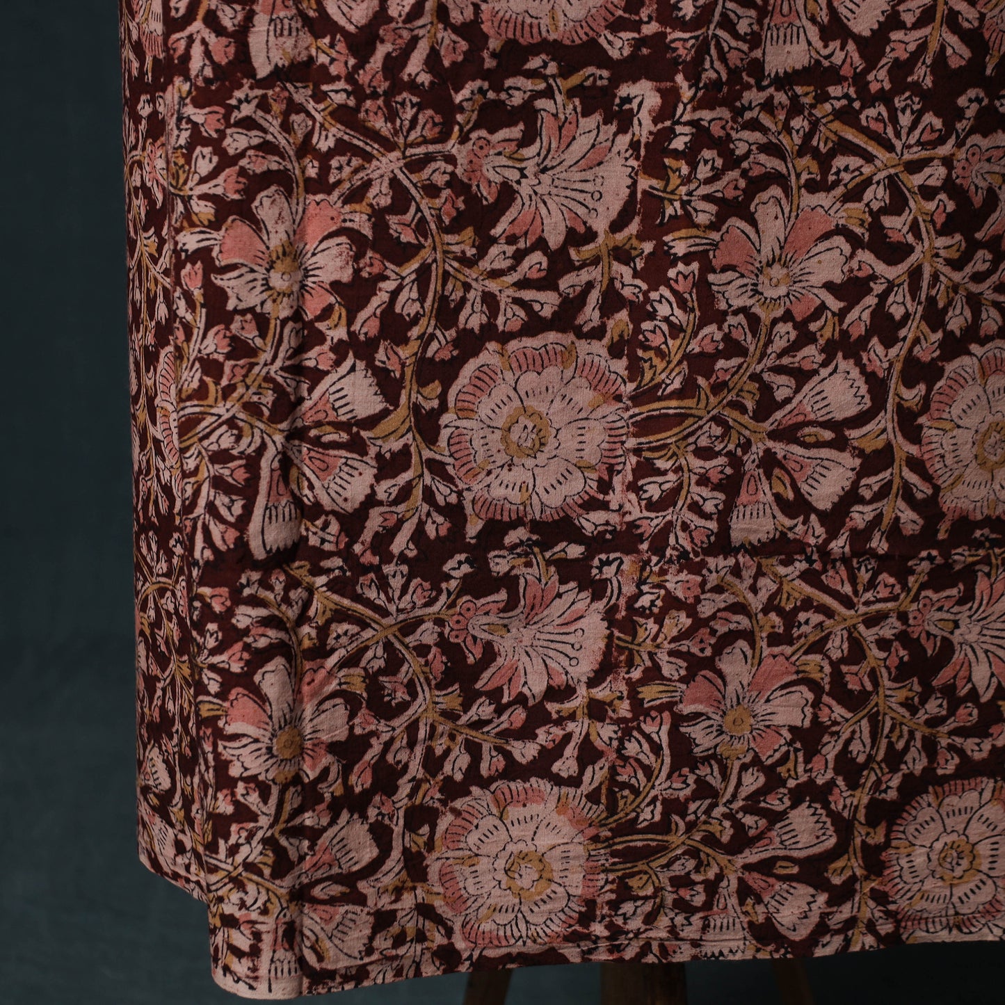 Brown - Kalamkari Hand Block Print Natural Dyed Cotton 2pc Unstitched Dress Material Kurta Set 18