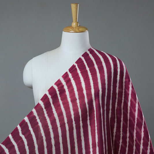 Maroon - Leheriya Tie-Dye Chanderi Silk Fabric 35