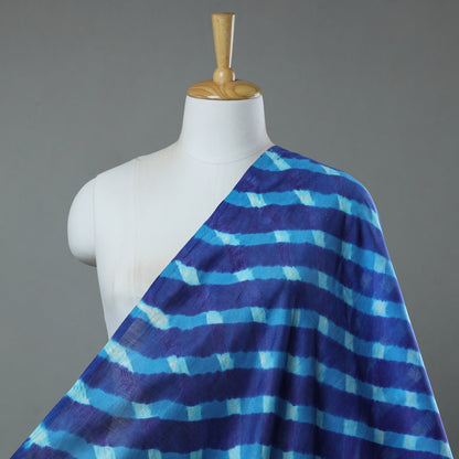 Blue - Leheriya Tie-Dye Mothra Chanderi Silk Fabric 31