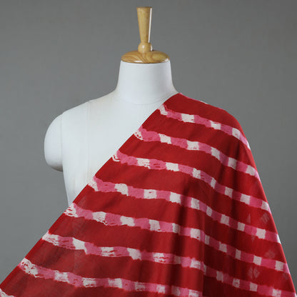 Red - Leheriya Tie-Dye Mothra Chanderi Silk Fabric 28