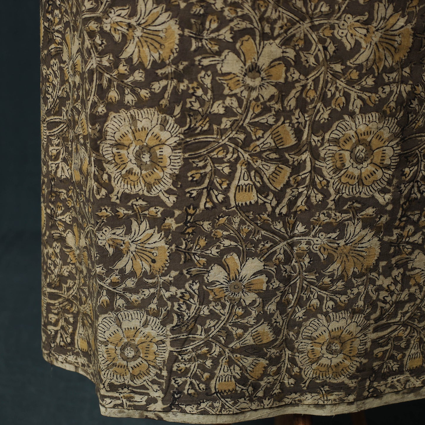 Brown - Kalamkari Hand Block Print Natural Dyed Cotton 2pc Unstitched Dress Material Kurta Set 22