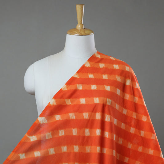 Orange - Leheriya Tie-Dye Mothra Chanderi Silk Fabric 26