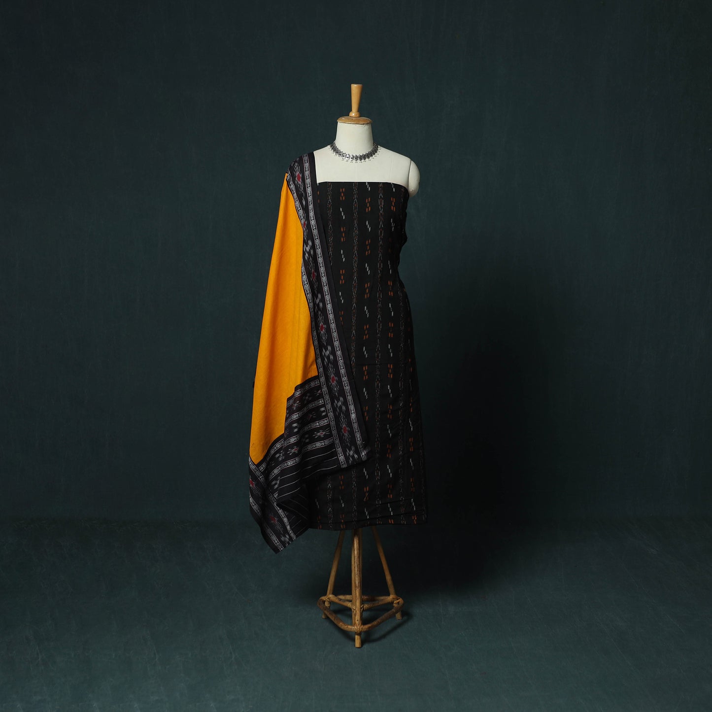 Sambalpuri Ikat Cotton 3pc Unstitched Dress Material Suit Set 16