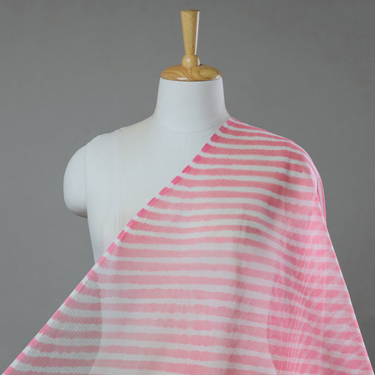 Pink - Leheriya Tie-Dye Kota Doria Cotton Fabric 06