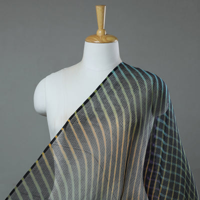 Black - Leheriya Tie-Dye Kota Doria Cotton Fabric 04