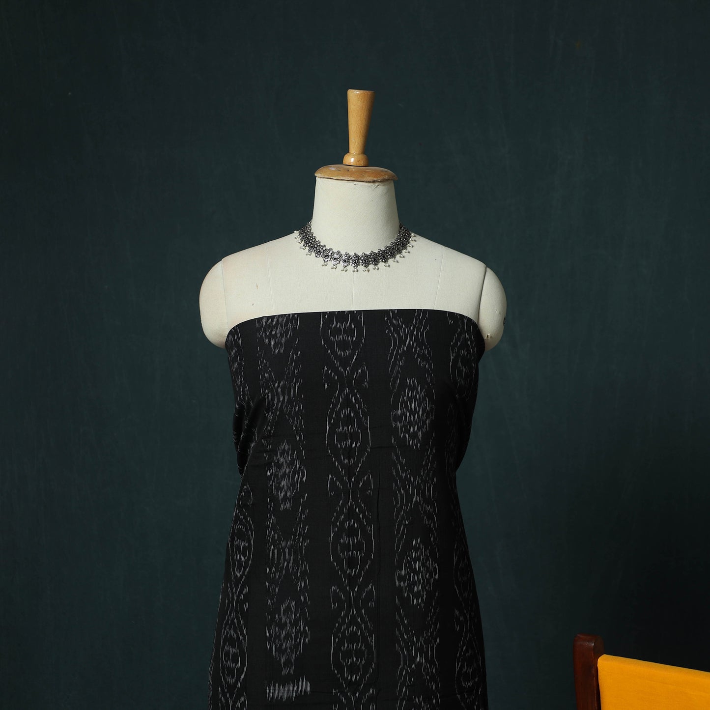 Black - Sambalpuri Ikat Cotton 3pc Unstitched Dress Material Suit Set 17