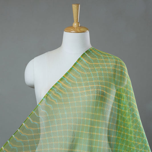 Green - Leheriya Tie-Dye Kota Doria Cotton Fabric 02
