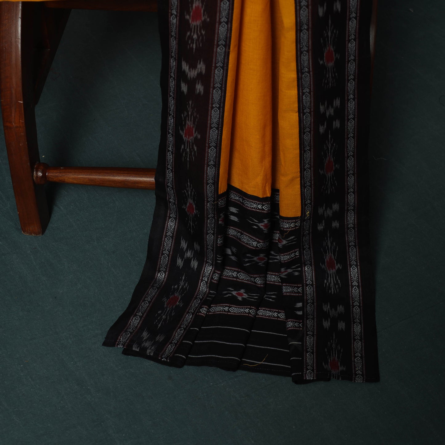 Black - Sambalpuri Ikat Cotton 3pc Unstitched Dress Material Suit Set 17