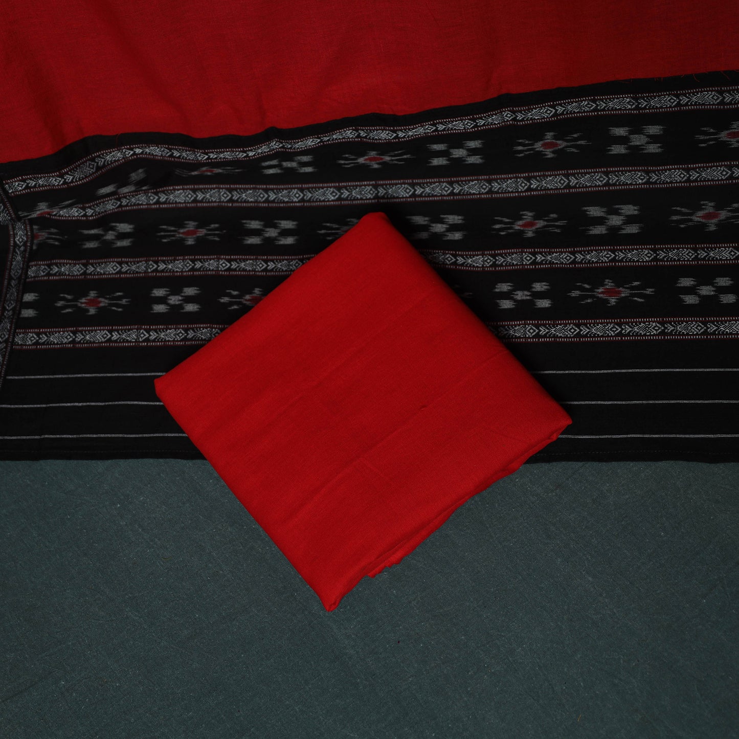 Sambalpuri Ikat Cotton 3pc Unstitched Dress Material Suit Set 19