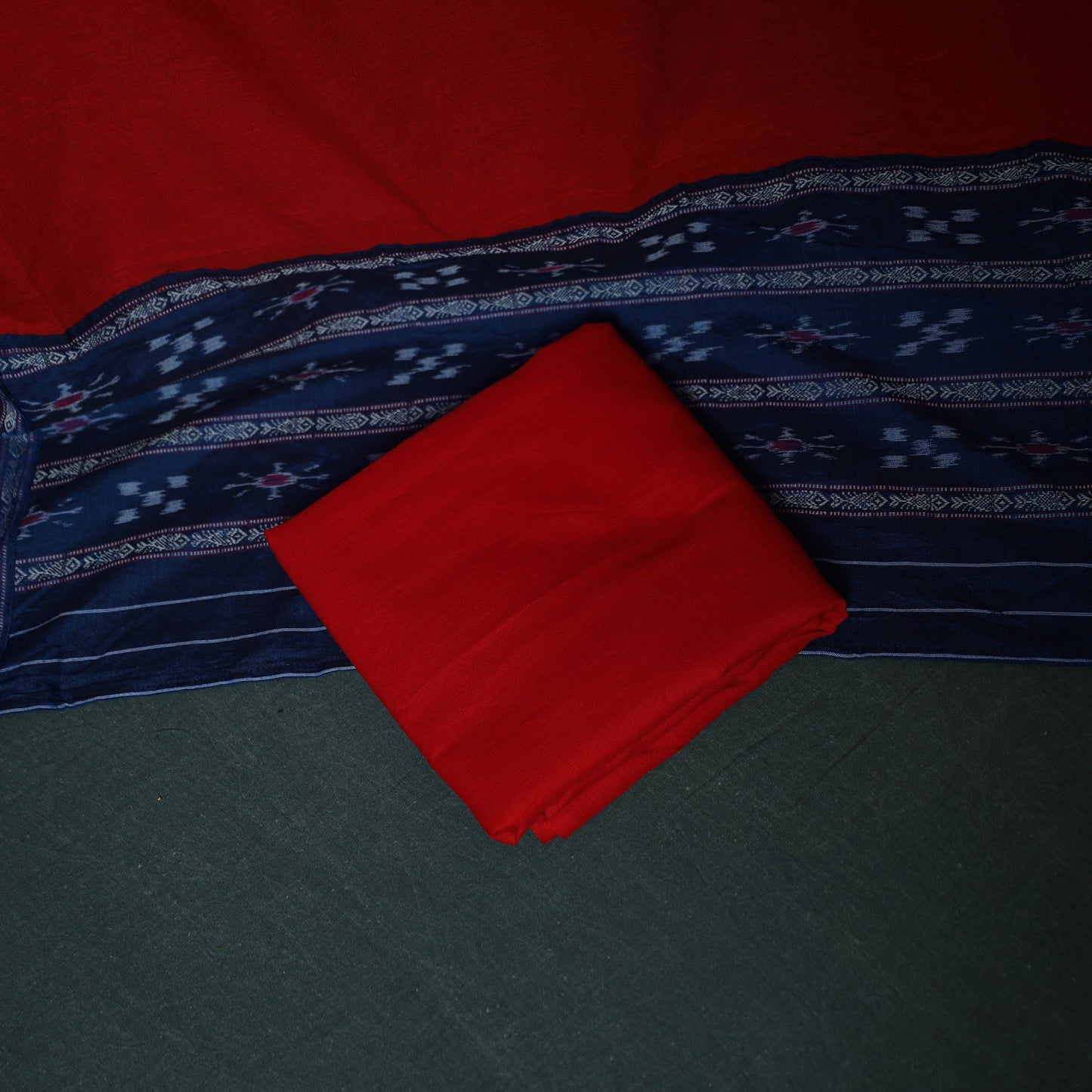 Sambalpuri Ikat Cotton 3pc Unstitched Dress Material Suit Set 20