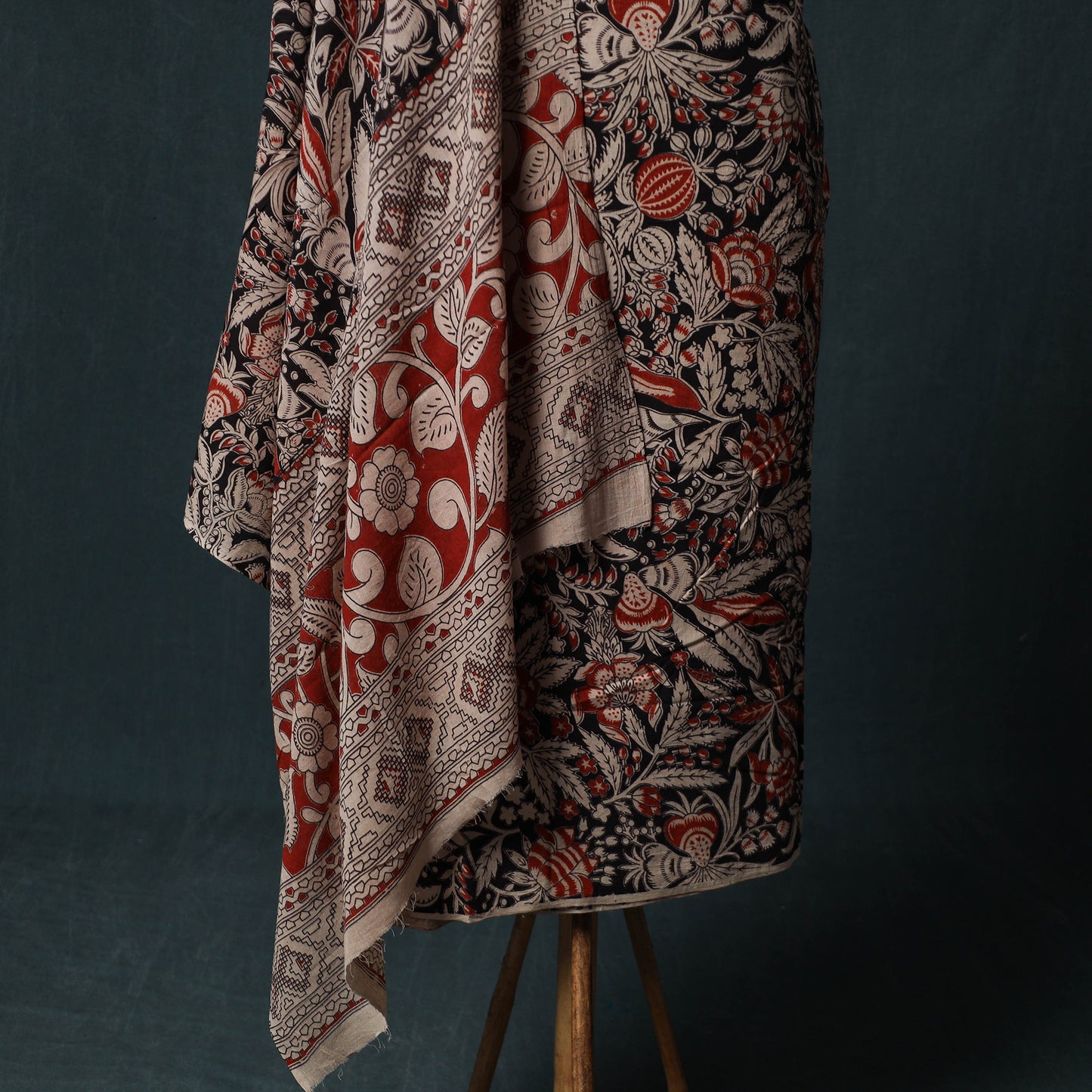 Multicolor - Kalamkari Printed Cotton 2pc Unstitched Dress Material Kurta Set 06