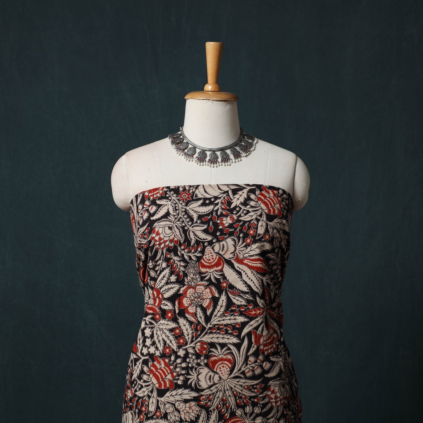 Multicolor - Kalamkari Printed Cotton 2pc Unstitched Dress Material Kurta Set 06