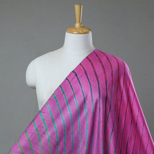Pink - Original Leheria Tie-Dye Pure Tussar Silk Fabric by Badshah Miyan 43