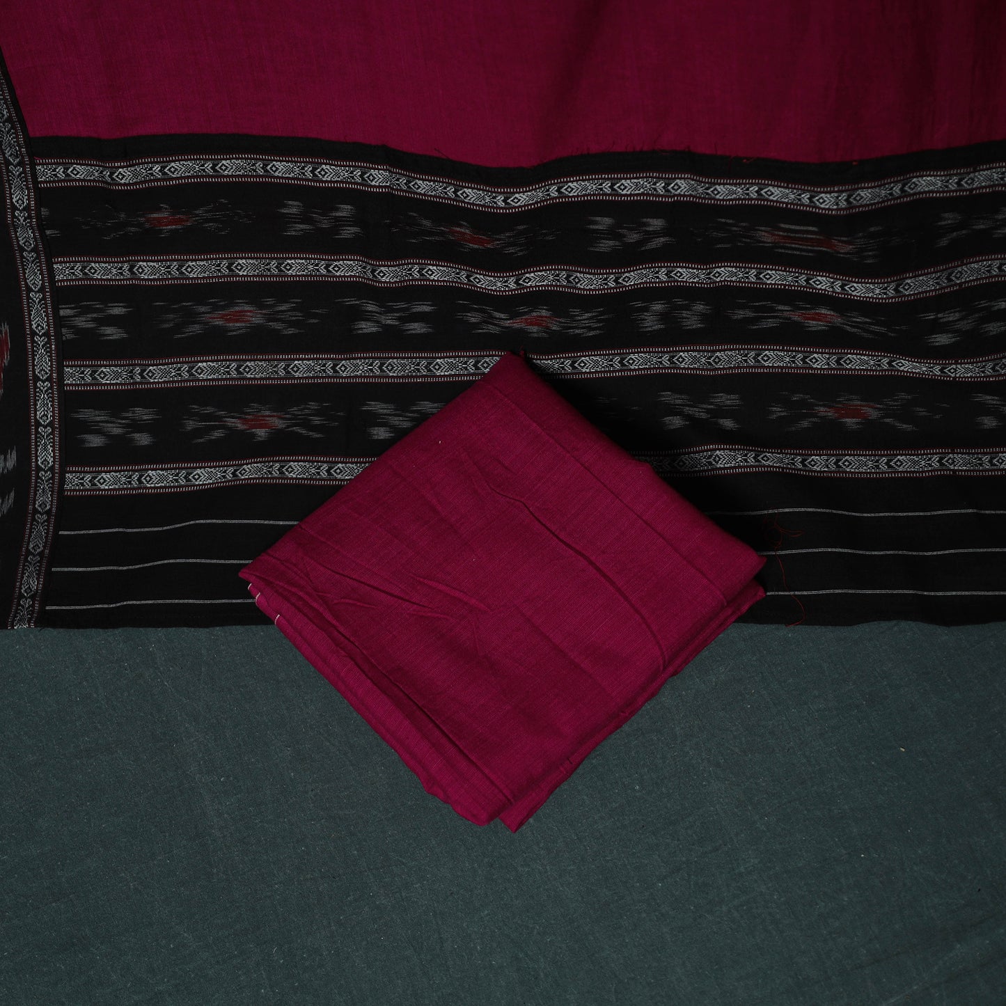Sambalpuri Ikat Cotton 3pc Unstitched Dress Material Suit Set 26