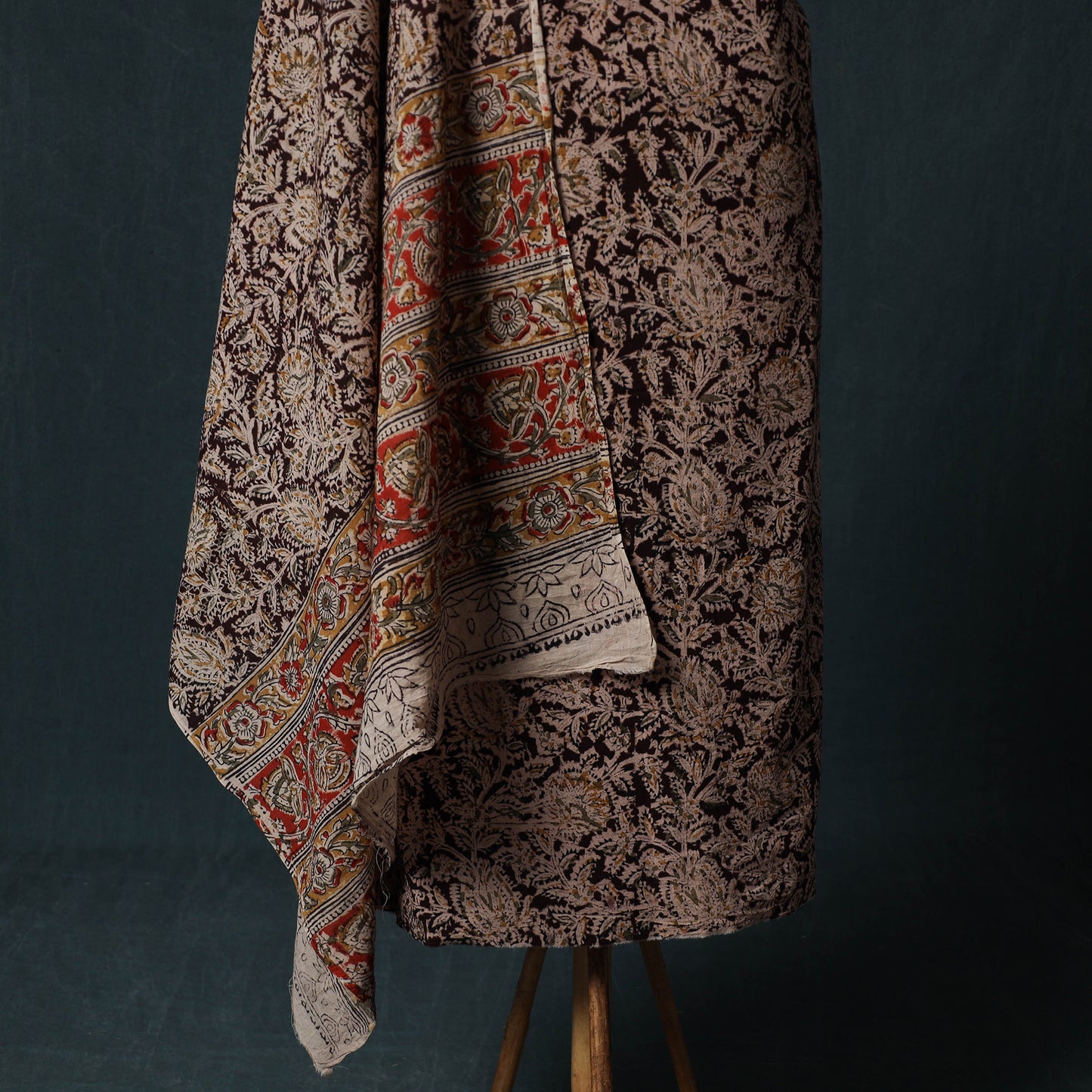 Pedana Hand Block Print Natural Dyed Cotton Kalamkari 2pc Unstitched Dress Material Kurta Set 02