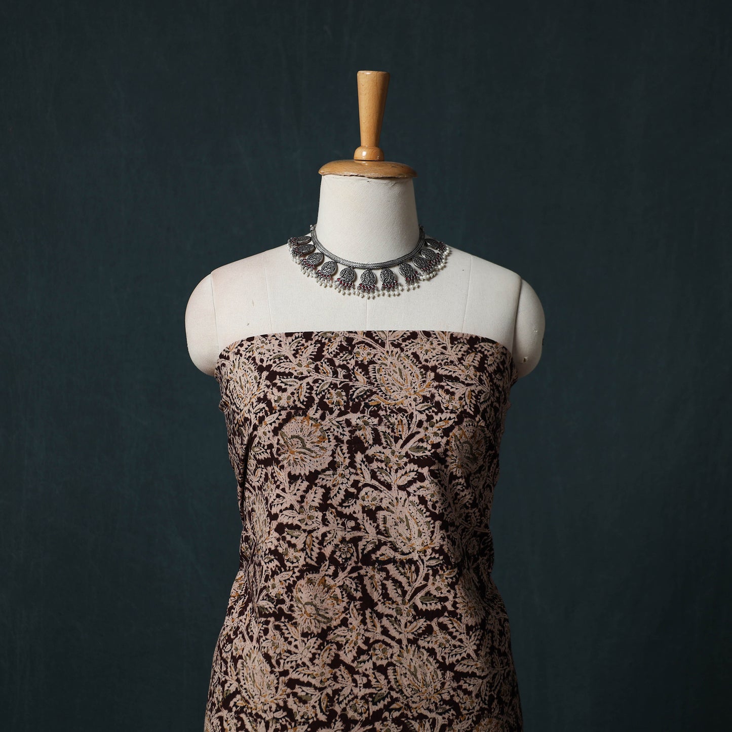 Pedana Hand Block Print Natural Dyed Cotton Kalamkari 2pc Unstitched Dress Material Kurta Set 02
