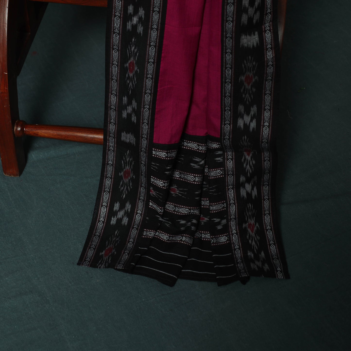 Black - Sambalpuri Ikat Cotton 3pc Unstitched Dress Material Suit Set 29