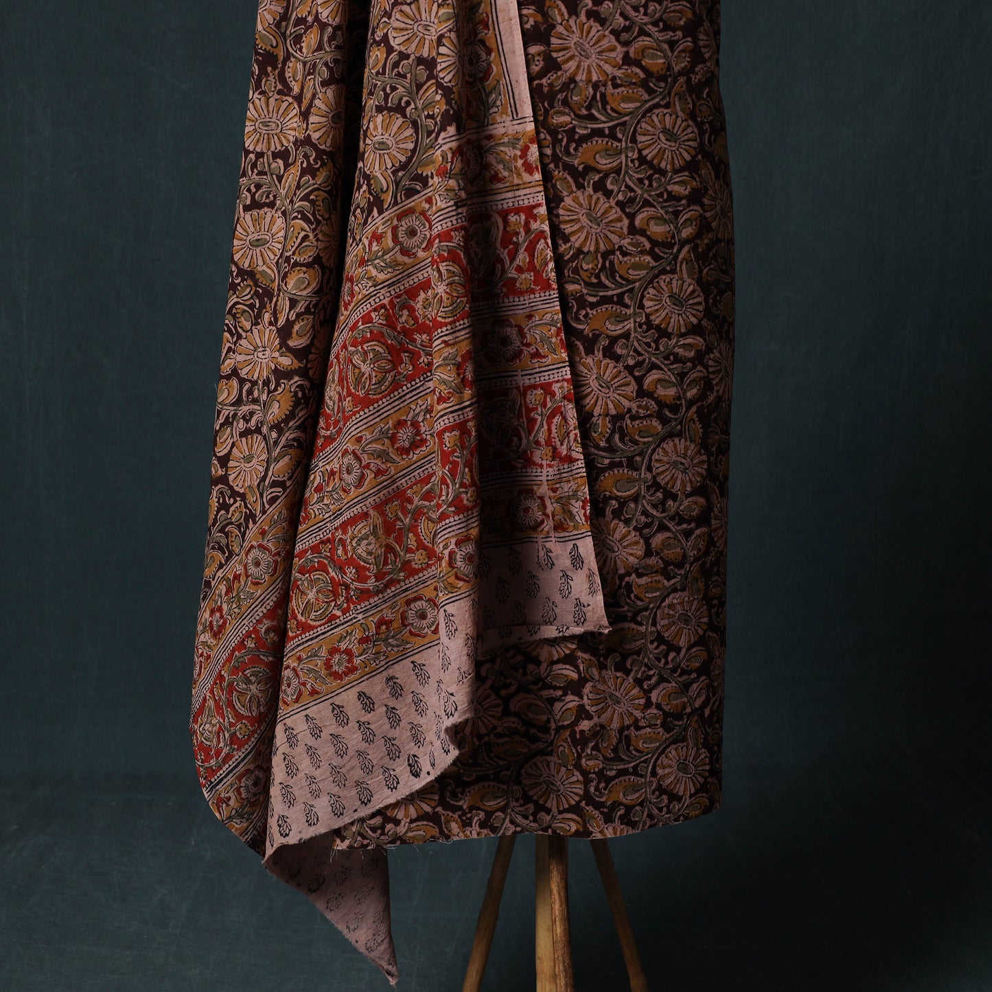 Pedana Hand Block Print Natural Dyed Cotton Kalamkari 2pc Unstitched Dress Material Kurta Set 03