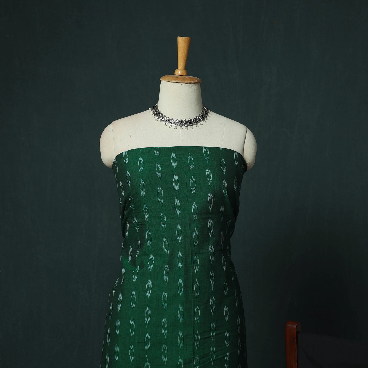 Green - Sambalpuri Ikat Cotton 3pc Unstitched Dress Material Suit Set 30