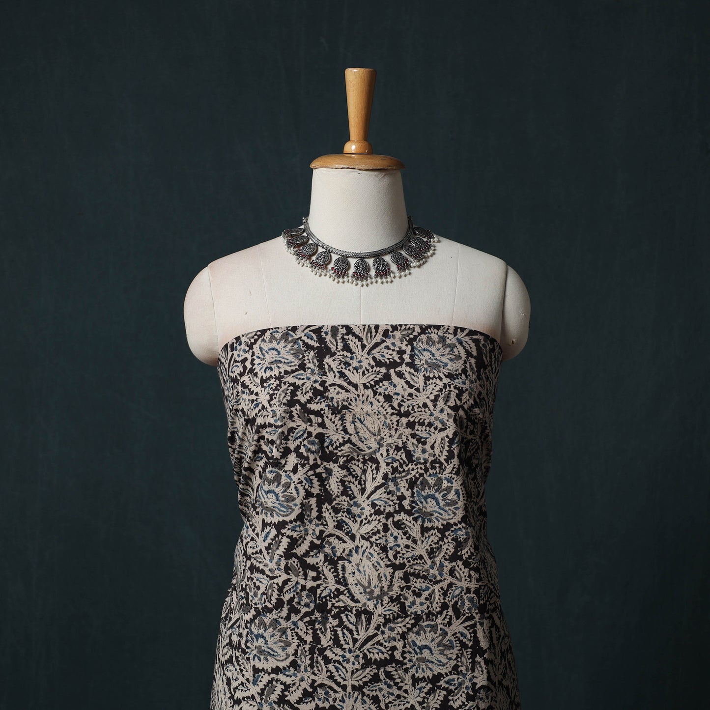 Pedana Hand Block Print Natural Dyed Cotton Kalamkari 2pc Unstitched Dress Material Kurta Set 08